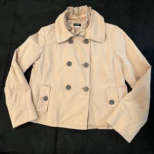 J Crew Spring Pea Coat Jacket Ruffle Collar (detachable) size 6